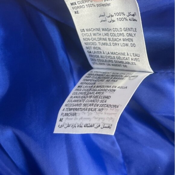 Charter Club Water Resistant Jacket Womens LP Large Petite Blue White Hooded Flo - Picture 9 of 9